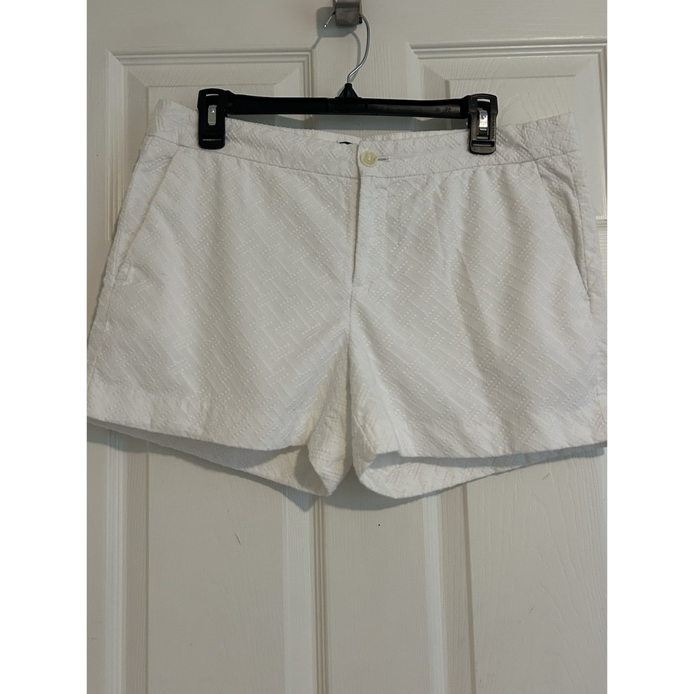 Banana Republic Shorts Woman's 8 White W/ Texture Hampton Fit Classic
